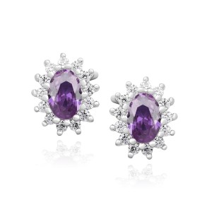 Cercei argint cu piatra mov DiAmanti Z1102ER_VA-DIA (Argint 925‰ 2,1 g.)